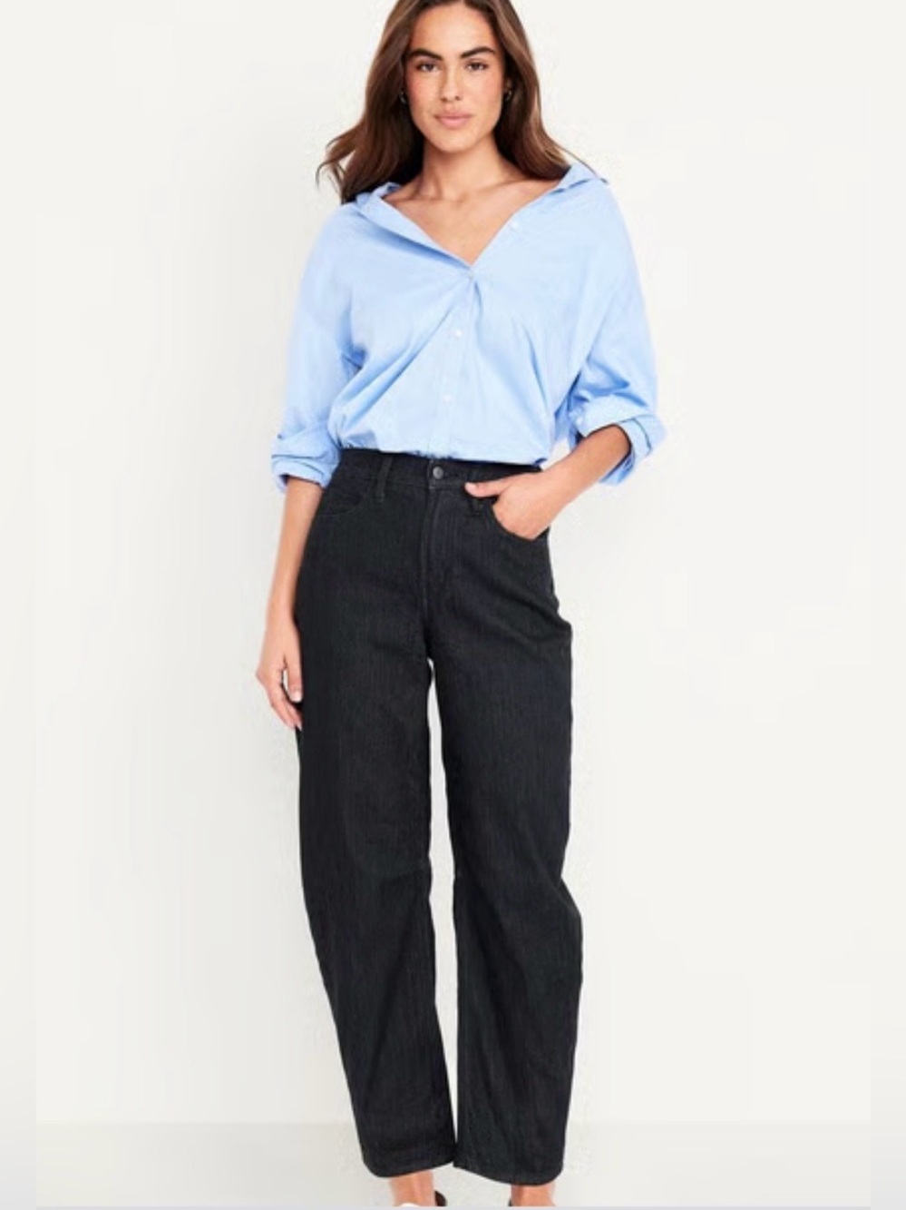 Old Navy Black High-Rise Wow Barrel Jeans